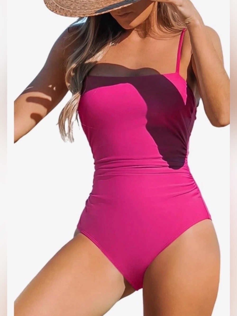 NWT Women's Shirred‎ Strappy Cutout One Piece Swimsuit SIZE MEDIUM